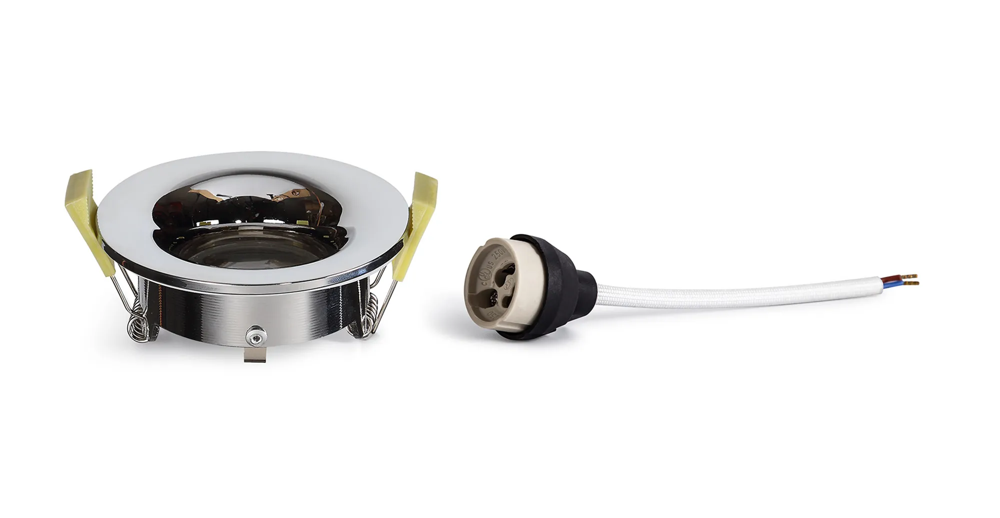 Bruve GU10 Recessed Round Polished Chrome IP65 Downlighter, Cut-Out 68mm